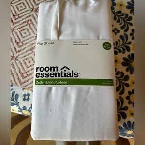 Room Essentials White Cotton Blend Sateen Flat Sheet - Twin/XL Twin